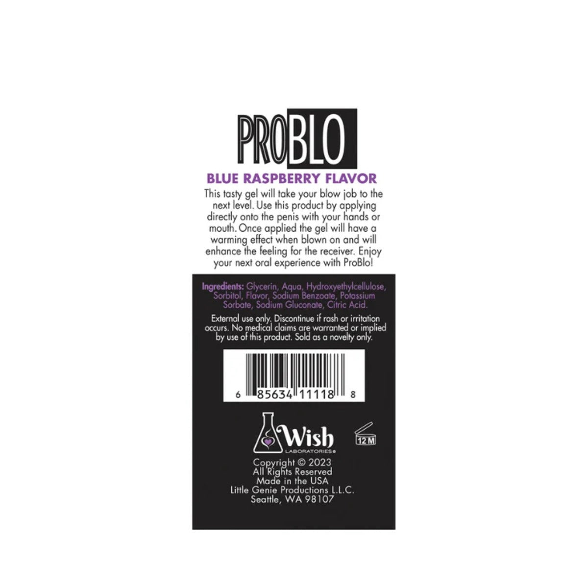Pro Blo Oral Pleasure Gel Blue Raspberry 1.5oz