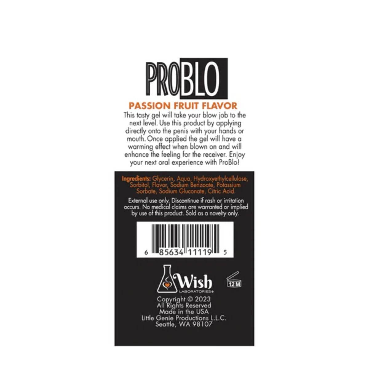 Pro Blo Oral Pleasure Gel Passion Fruit 1.5oz
