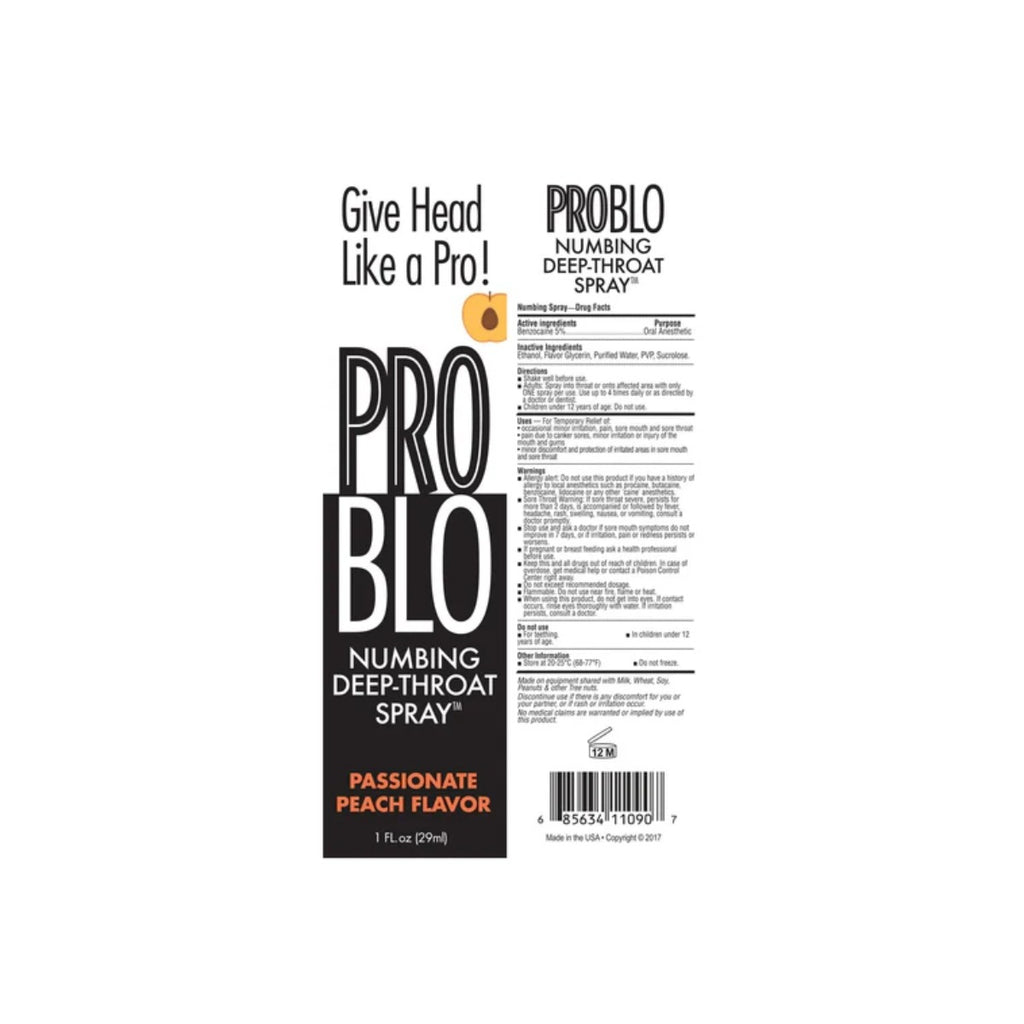 Pro Blo Numbing Deep Throat Spray Peach 1oz