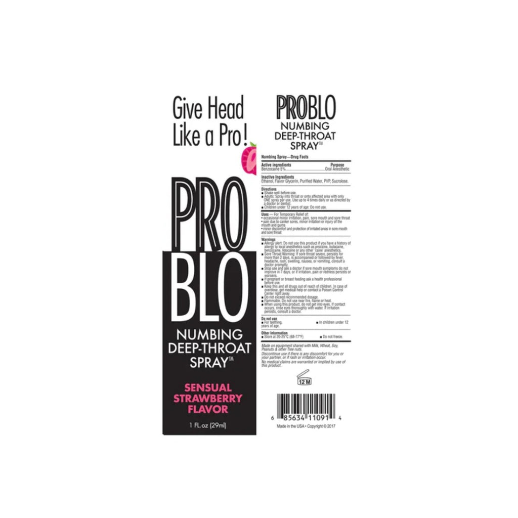 Pro Blo Numbing Deep Throat Spray Strawberry 1oz
