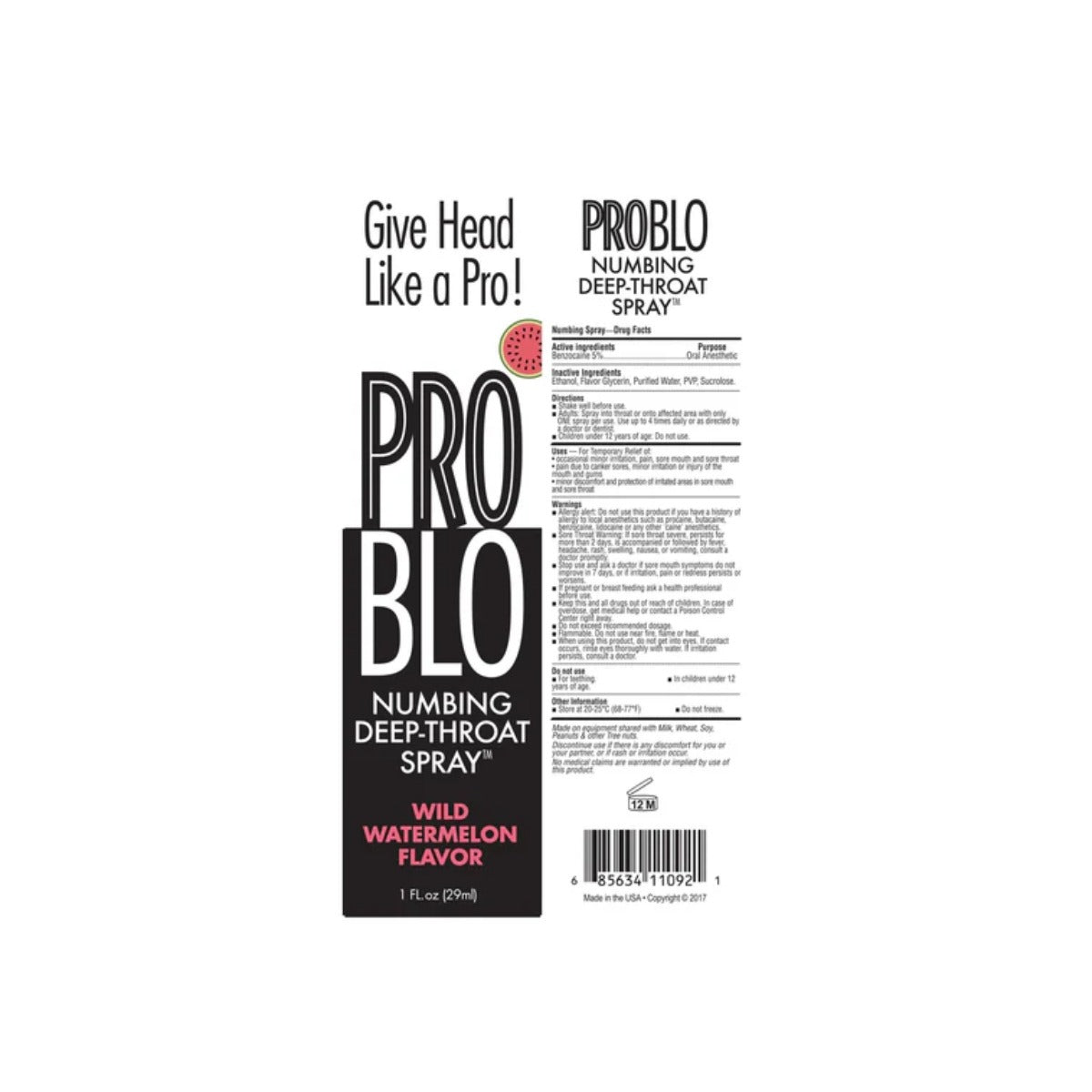 Pro Blo Numbing Deep Throat Spray Watermelon 1oz