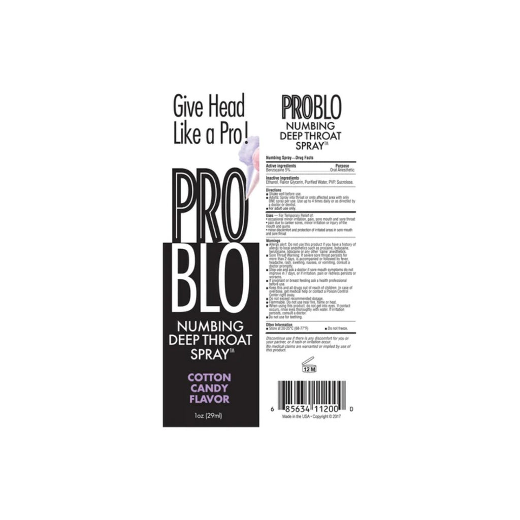 Pro Blo Numbing Deep Throat Spray Cotton Candy 1oz