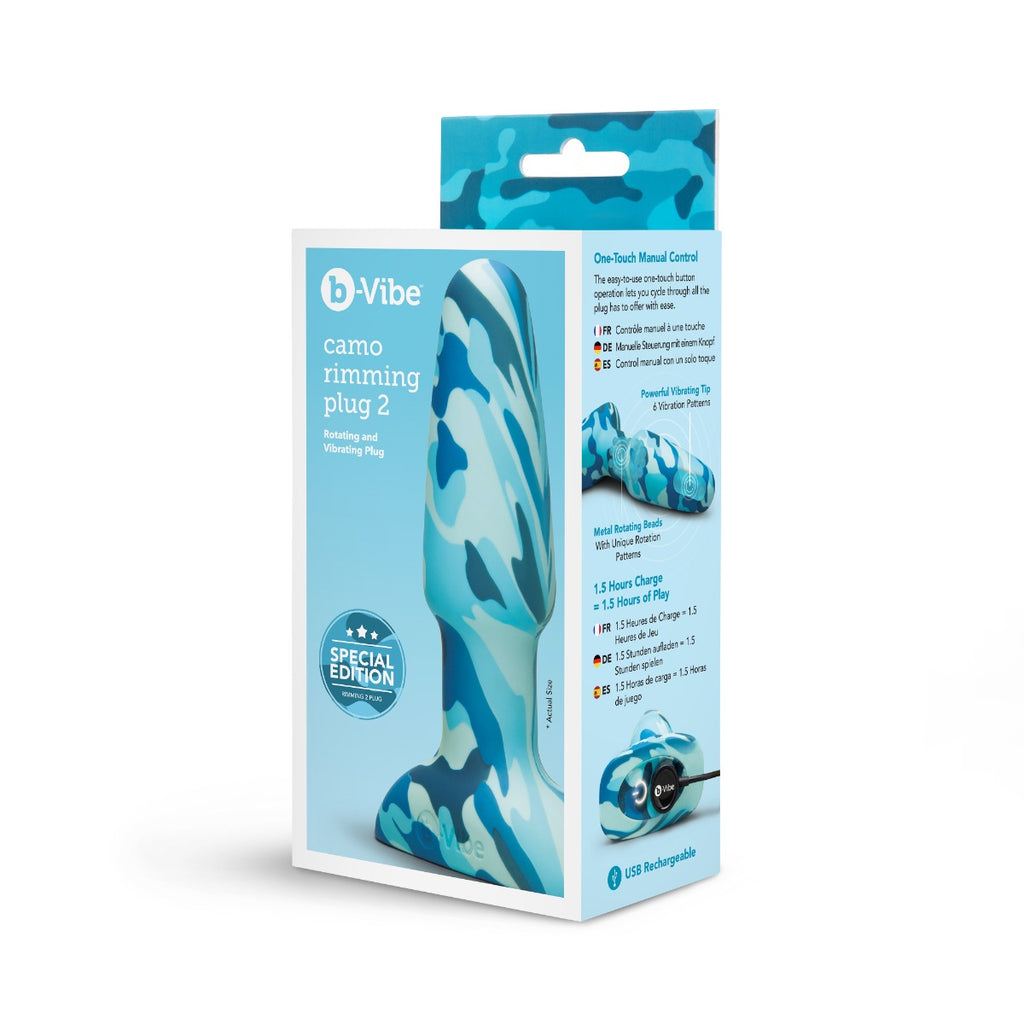 b-Vibe Rimming 2 Special Edition Vibrating Butt Plug Blue Camo