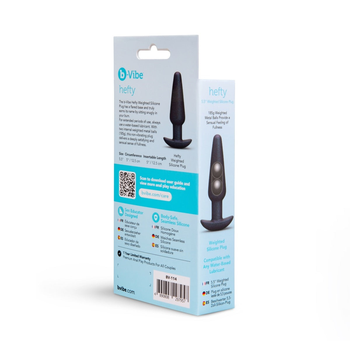 b-Vibe Hefty Weighted Sparkly Silicone Butt Plug Black