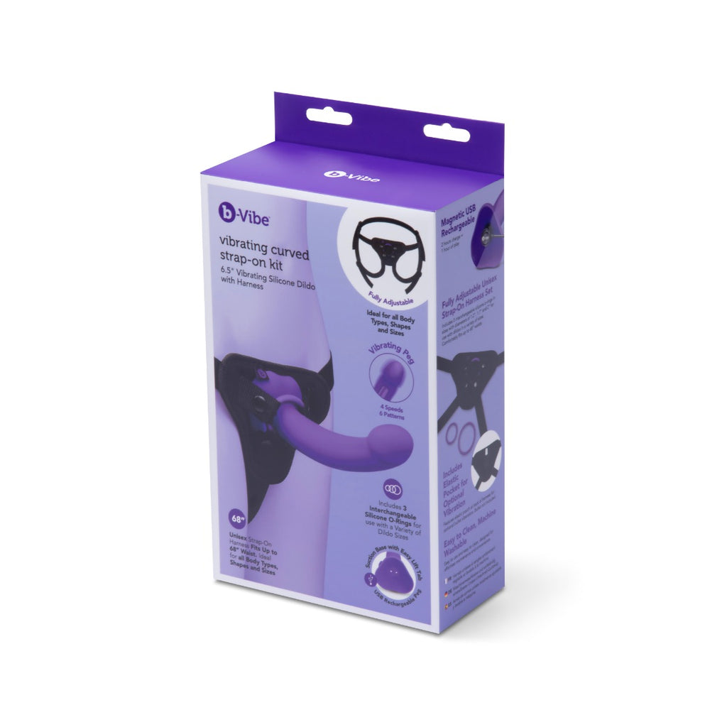 B-Vibe Vibrating Curved Strapn on Kit