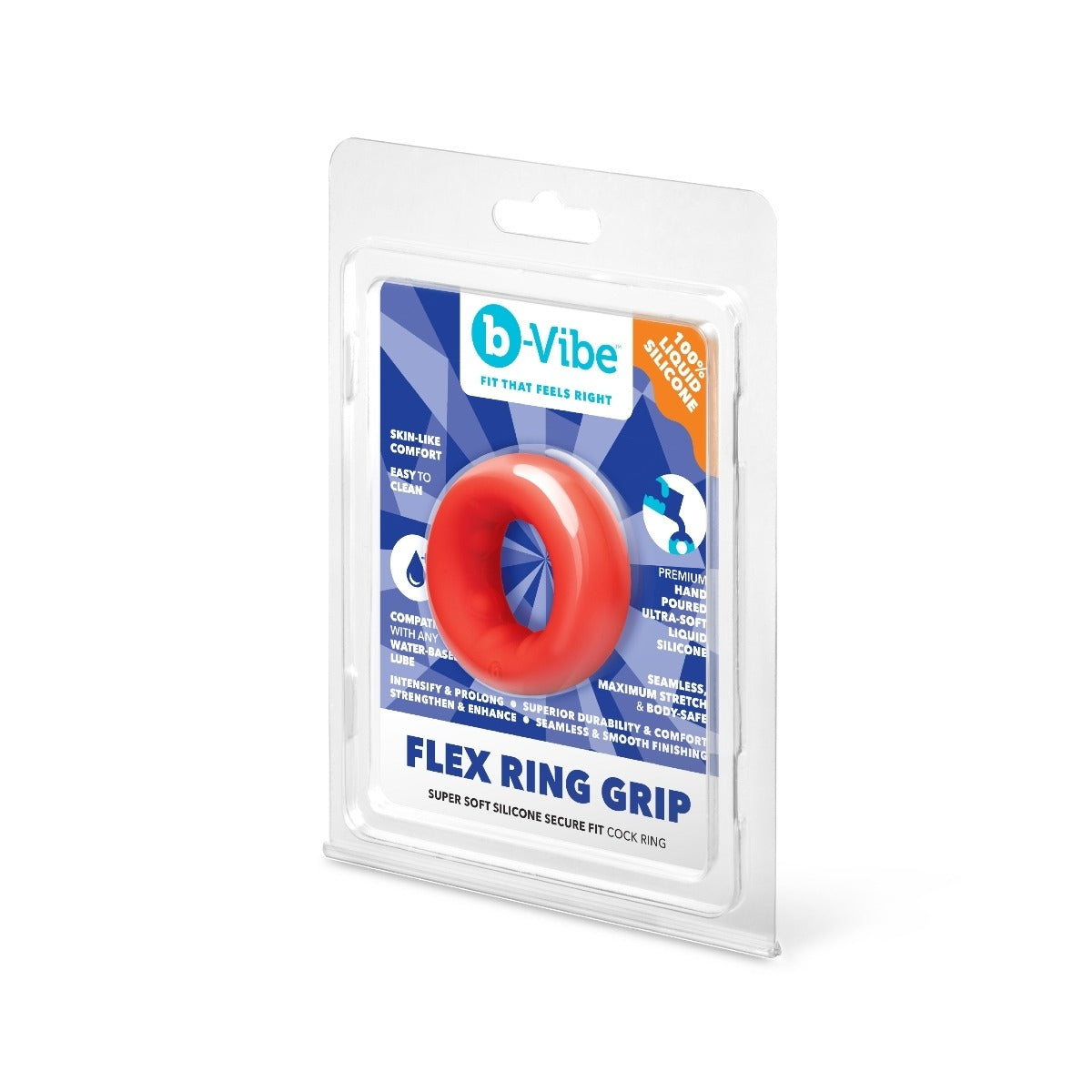 b-vibe Flex Ring Grip Ultra Soft Silicone Cock Ring Red