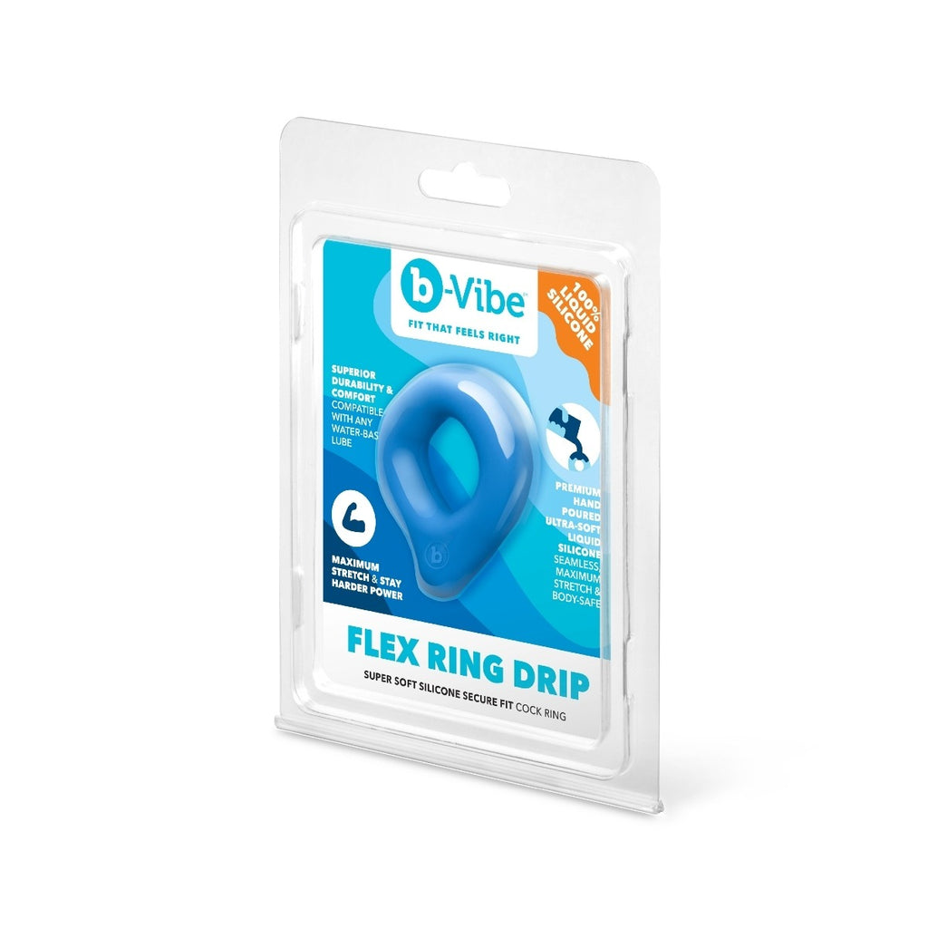 b-Vibe Flex Ring Drip Silicone Cock Ring Blue