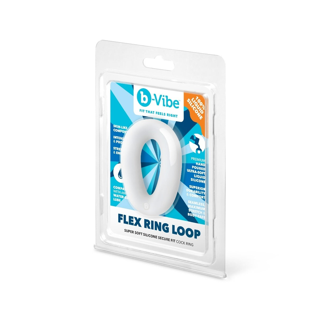 b-Vibe Flex Ring Loop Silicone Cock Ring Clear