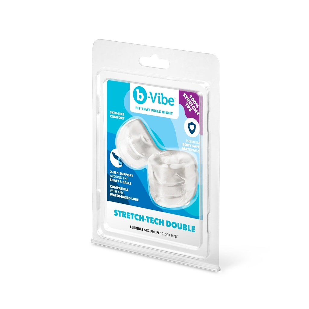 b-Vibe StrechTech Double Barrel Ultra Stretchy Cock Ring & Ball Stretcher