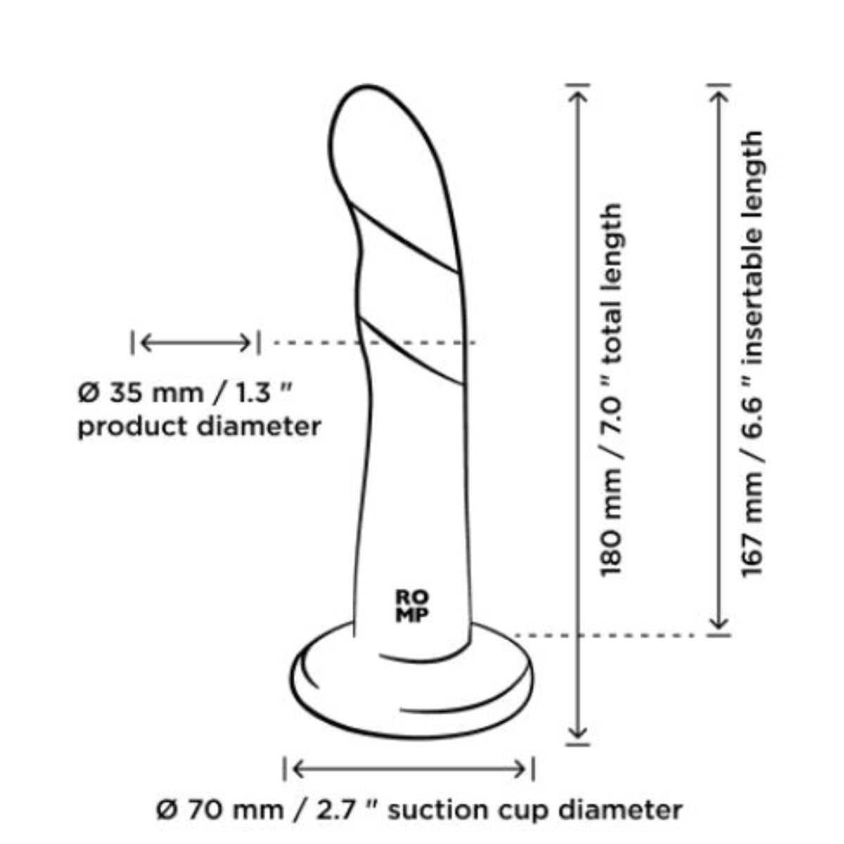 ROMP Dizi Non Realistic Silicone Dildo Orange Pink 7 Inch