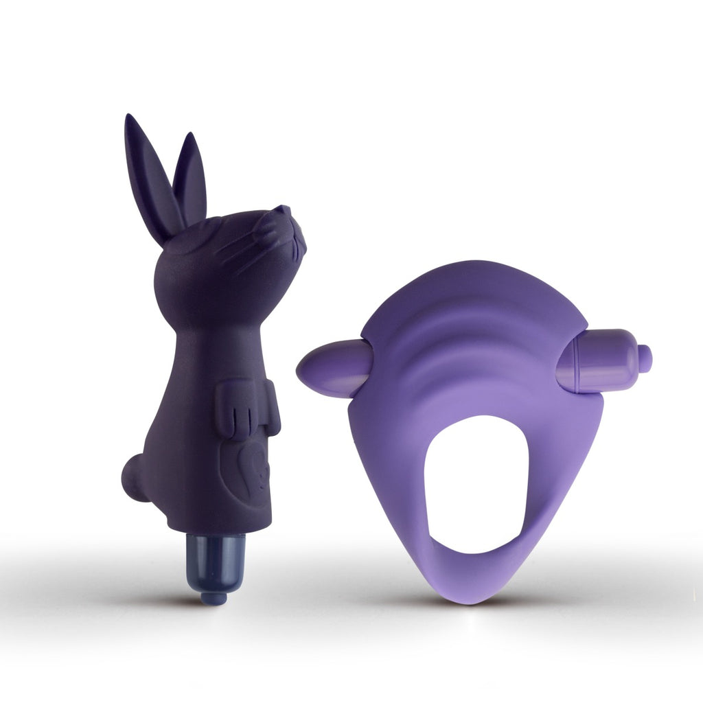 You Love Me Give Me Bunny Vibrator & Cock Ring Set Purple