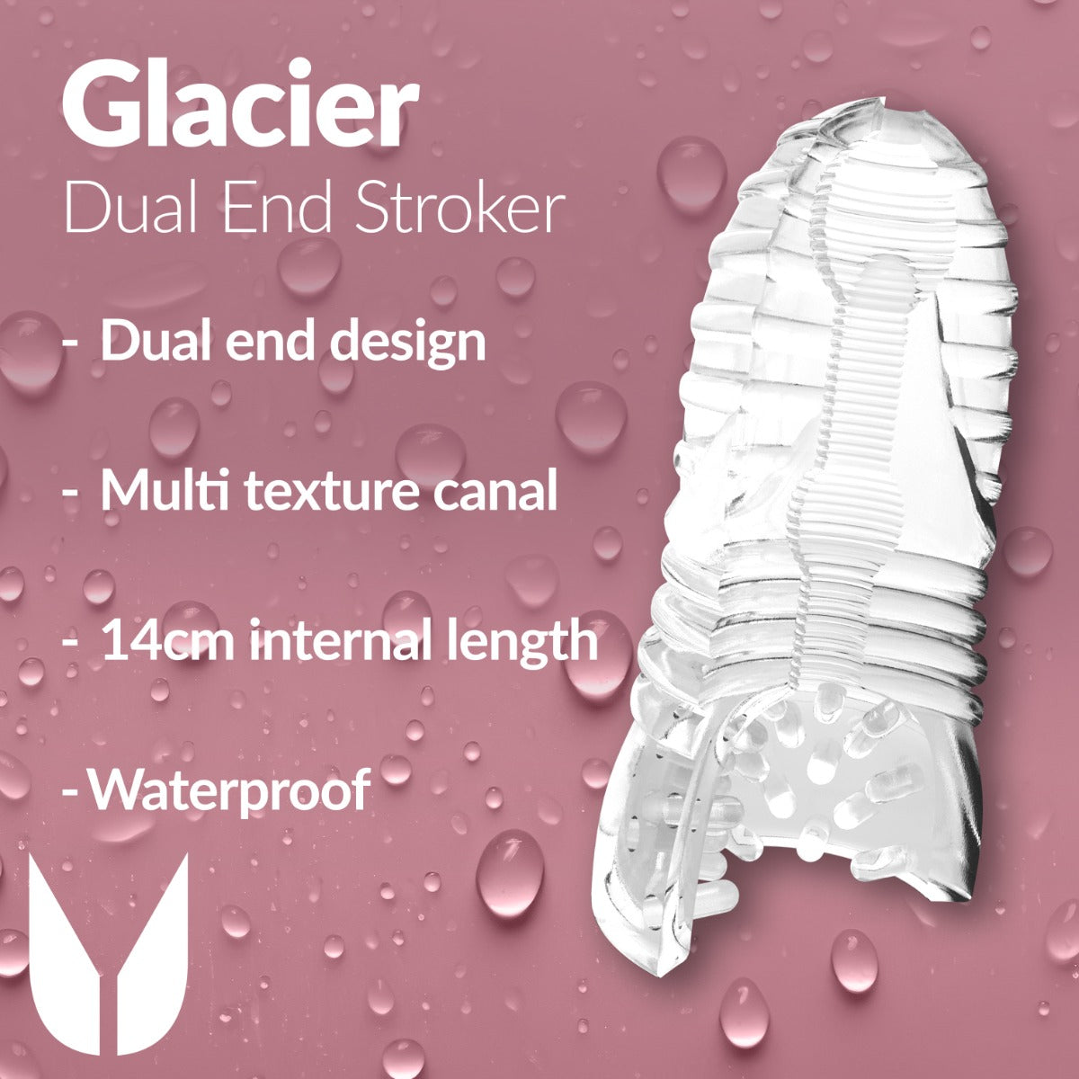 Me You Us Glacier Dual End Stroker Male Masturbator Transparent O