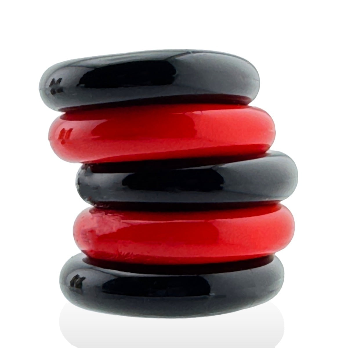 Oxballs Jacker 5 Stack Super Strong Cockrings Red/Black