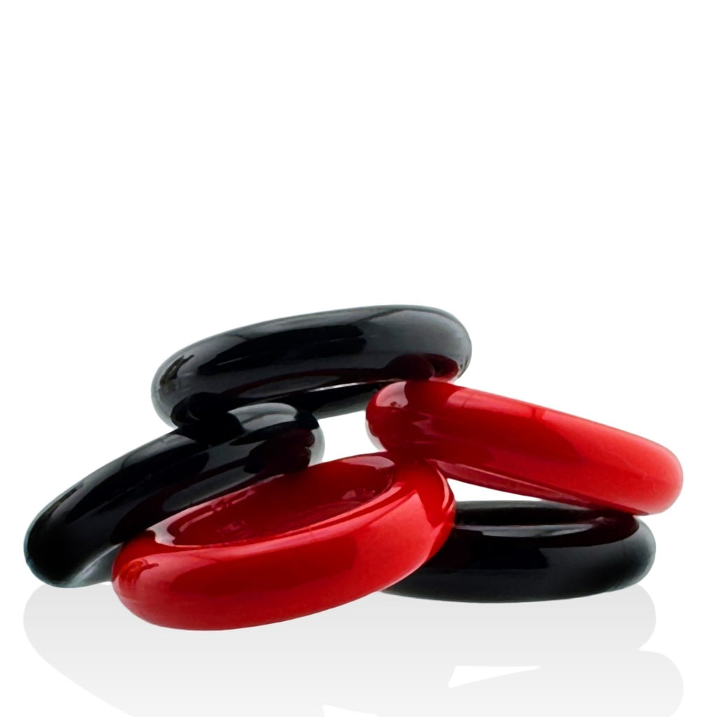 Oxballs Jacker 5 Stack Super Strong Cockrings Red/Black