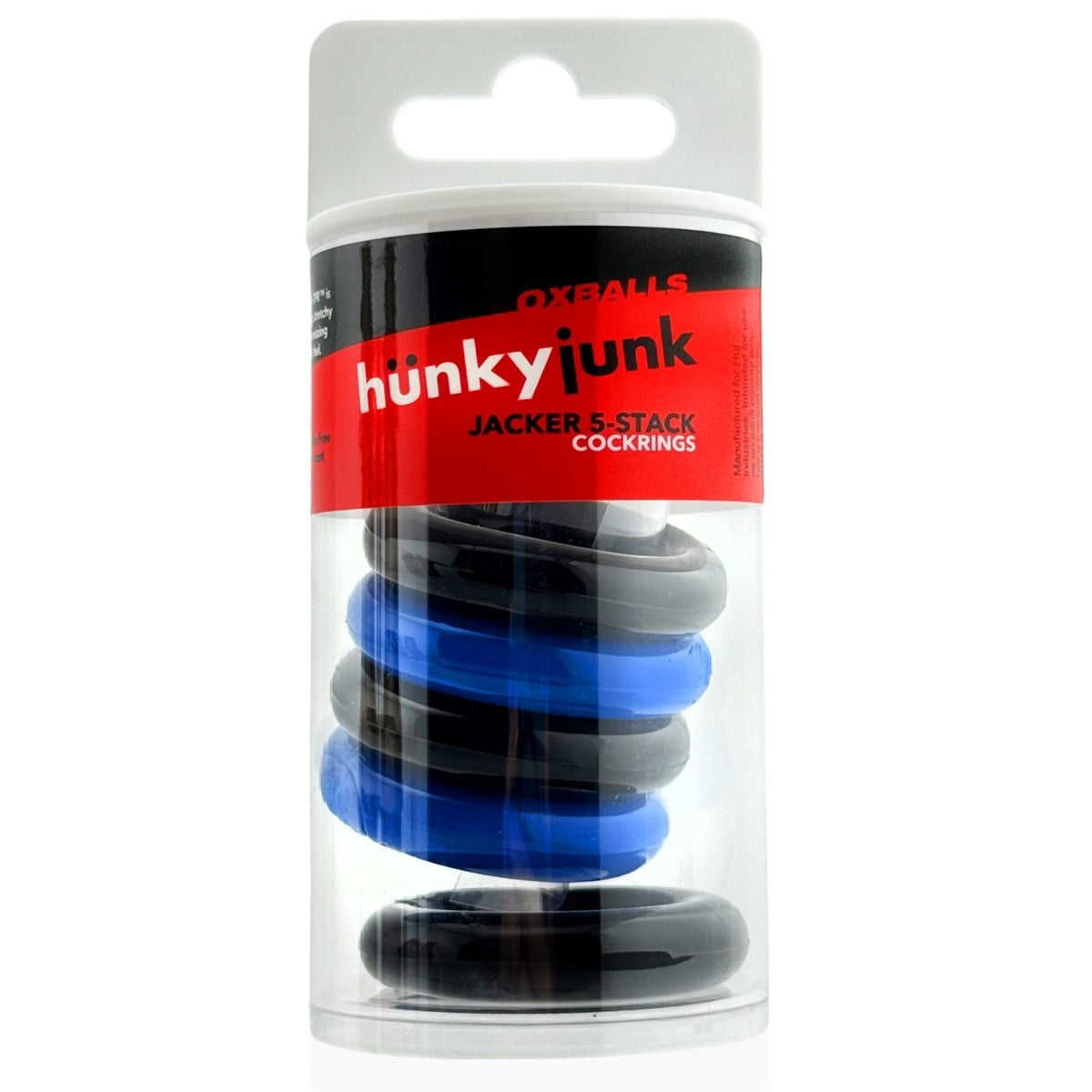Oxballs Jacker 5 Stack Super Strong Cockrings Blue/Black