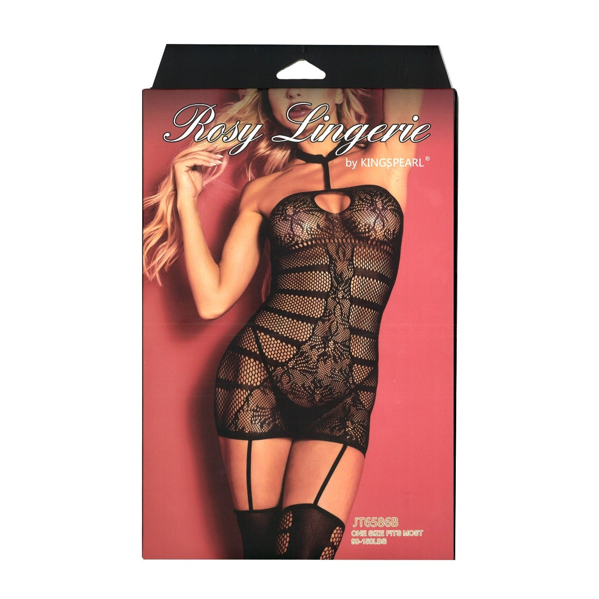 Kingspearl Rosy Lingerie Body With Choker And Attached Stockings