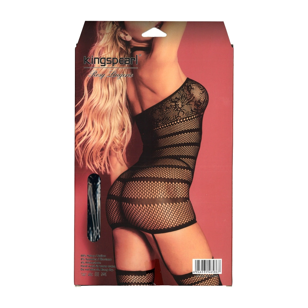 Kingspearl Rosy Lingerie Body With Choker And Attached Stockings