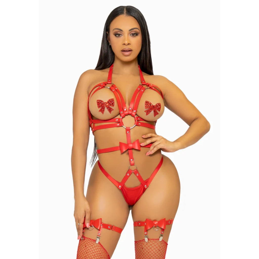 Vegan Leather Harness with Bow