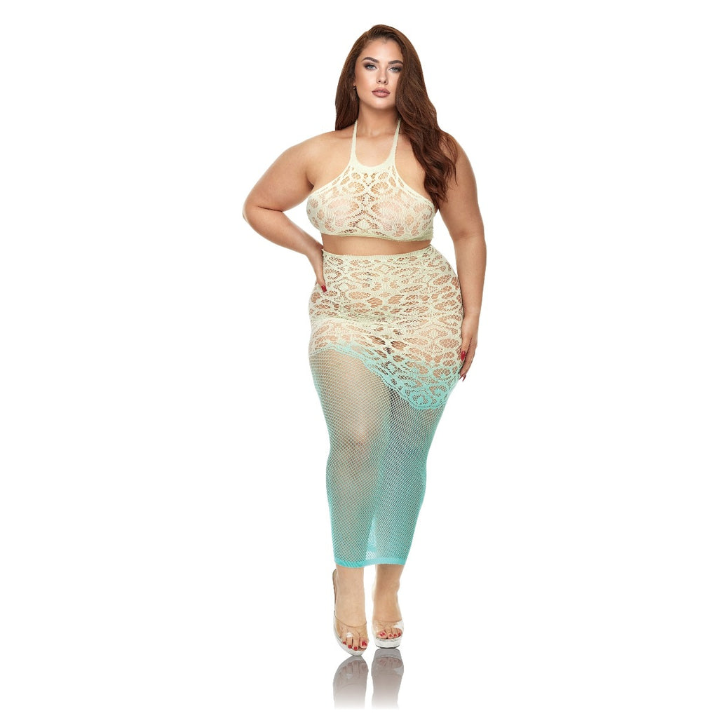 Lapdance Green Goddess 2 Piece Lingerie Set Mint Green Queen Size