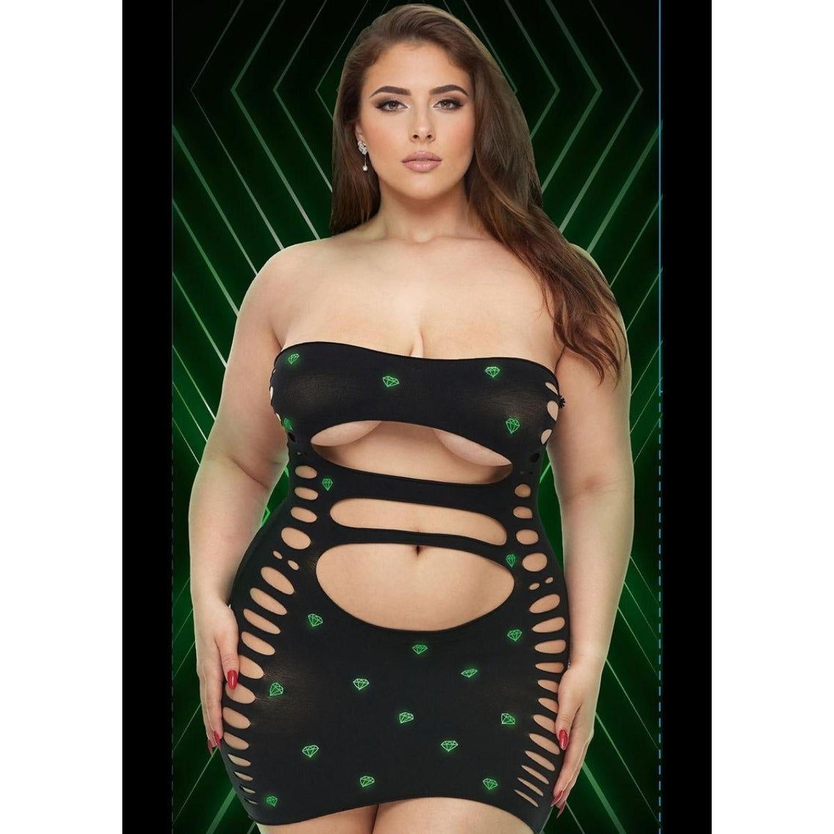 Lapdance Midnight Diamond Cutout Mini Dress Glow In The Dark QS
