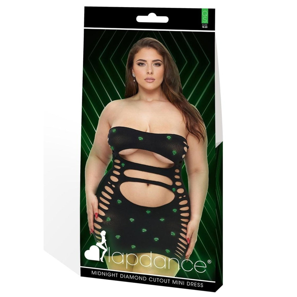 Lapdance Midnight Diamond Cutout Mini Dress Glow In The Dark QS