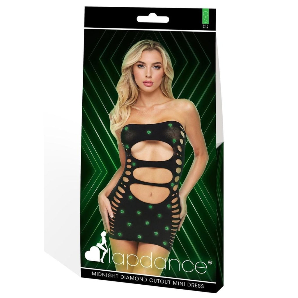 Lapdance Midnight Diamond Cutout Mini Dress Glow In The Dark