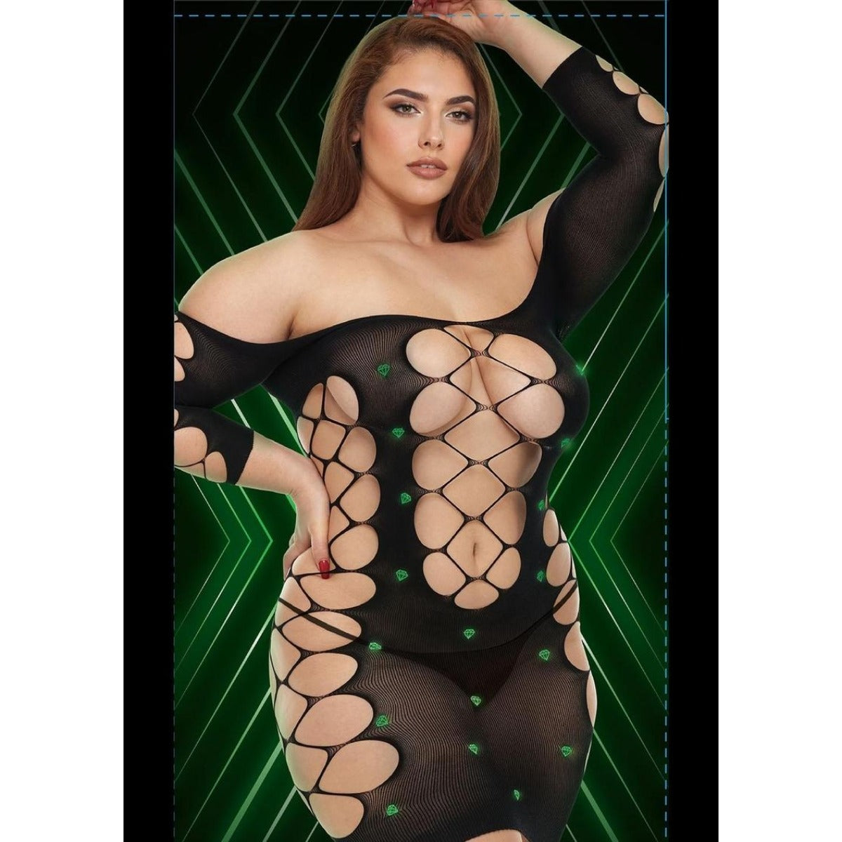 Lapdance Glimmer Off The Shoulder Mini Dress Glow In The Dark QS