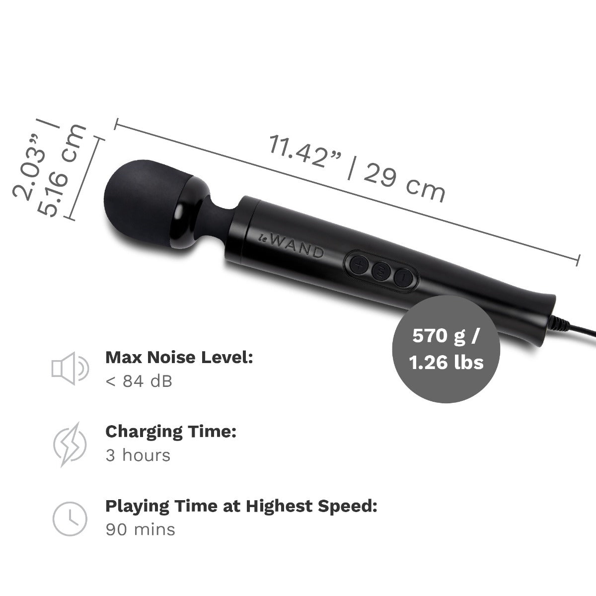 Le Wand Diecast Plug-In Massager Black