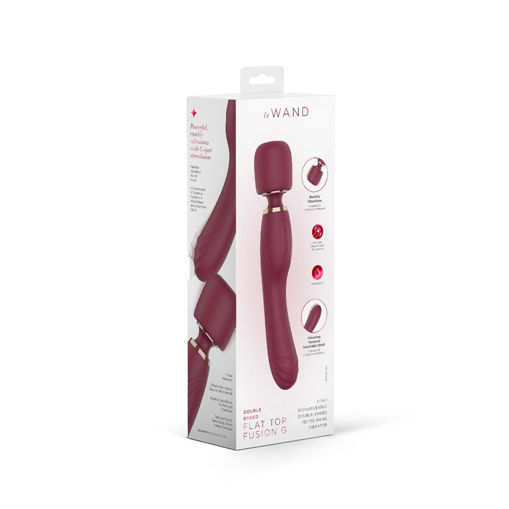 Le Wand Flat Top Fusion G Double Ended Petite Wand Vibrator Wine Red