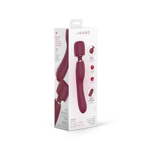 Le Wand Flat Top Fusion G Double Ended Petite Wand Vibrator Wine Red