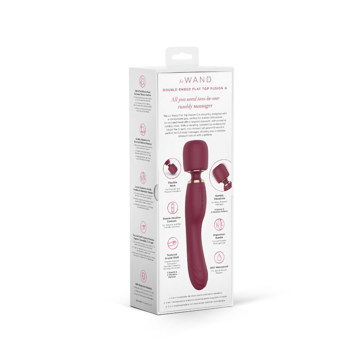 Le Wand Flat Top Fusion G Double Ended Petite Wand Vibrator Wine Red