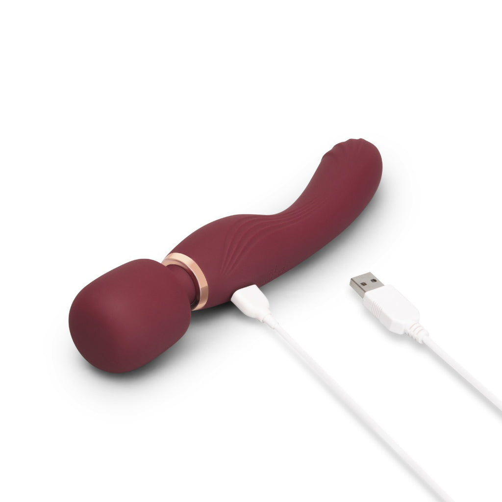 Le Wand Flat Top Fusion G Double Ended Petite Wand Vibrator Wine Red