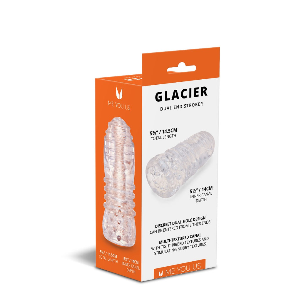 Me You Us Glacier Dual End Stroker Male Masturbator Transparent O