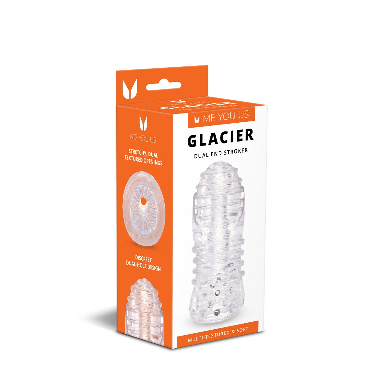 Me You Us Glacier Dual End Stroker Male Masturbator Transparent O