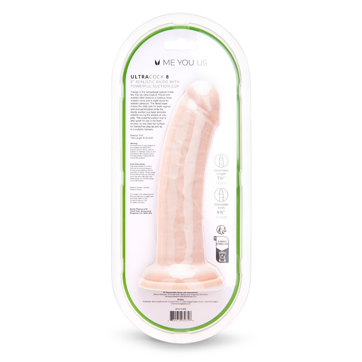 Me You Us Ultra Cock 8inch Realistic Dildo