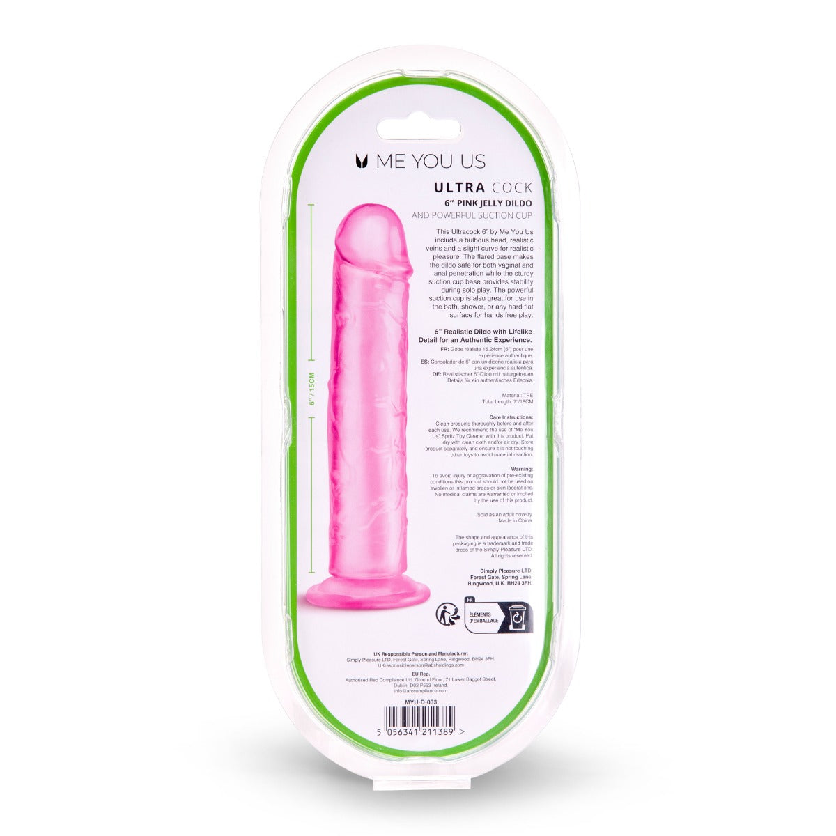 Me You Us Ultra Cock Jelly Dong 6 Inch