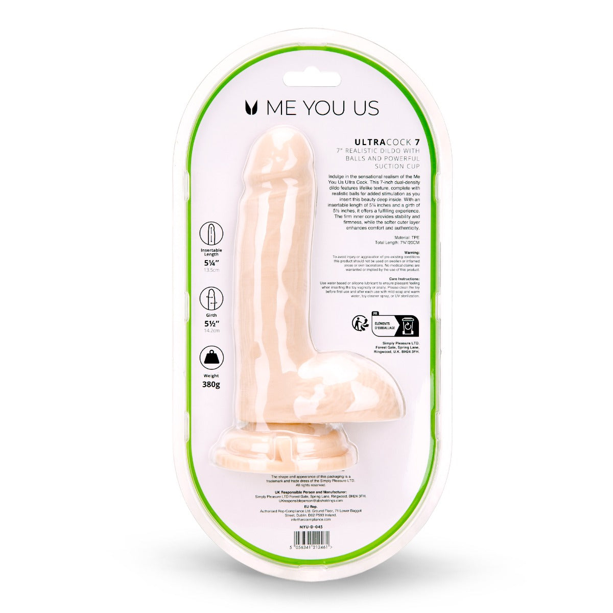 Me You Us Ultra Cock Dual Density Dildo With Balls 7 Inch