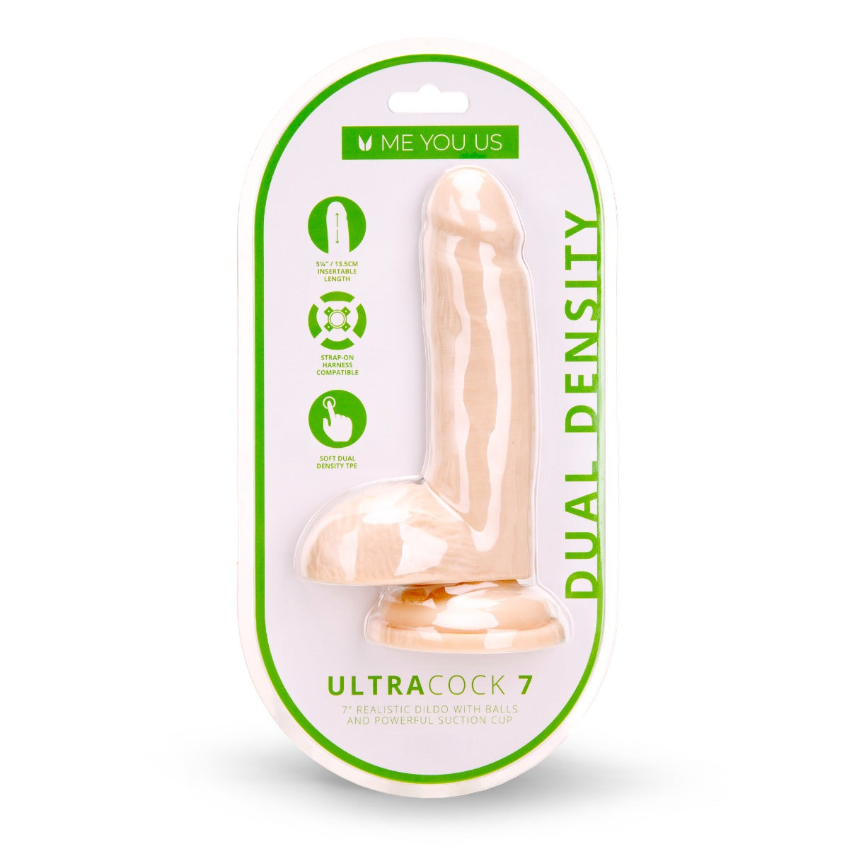 Me You Us Ultra Cock Dual Density Dildo With Balls 7 Inch