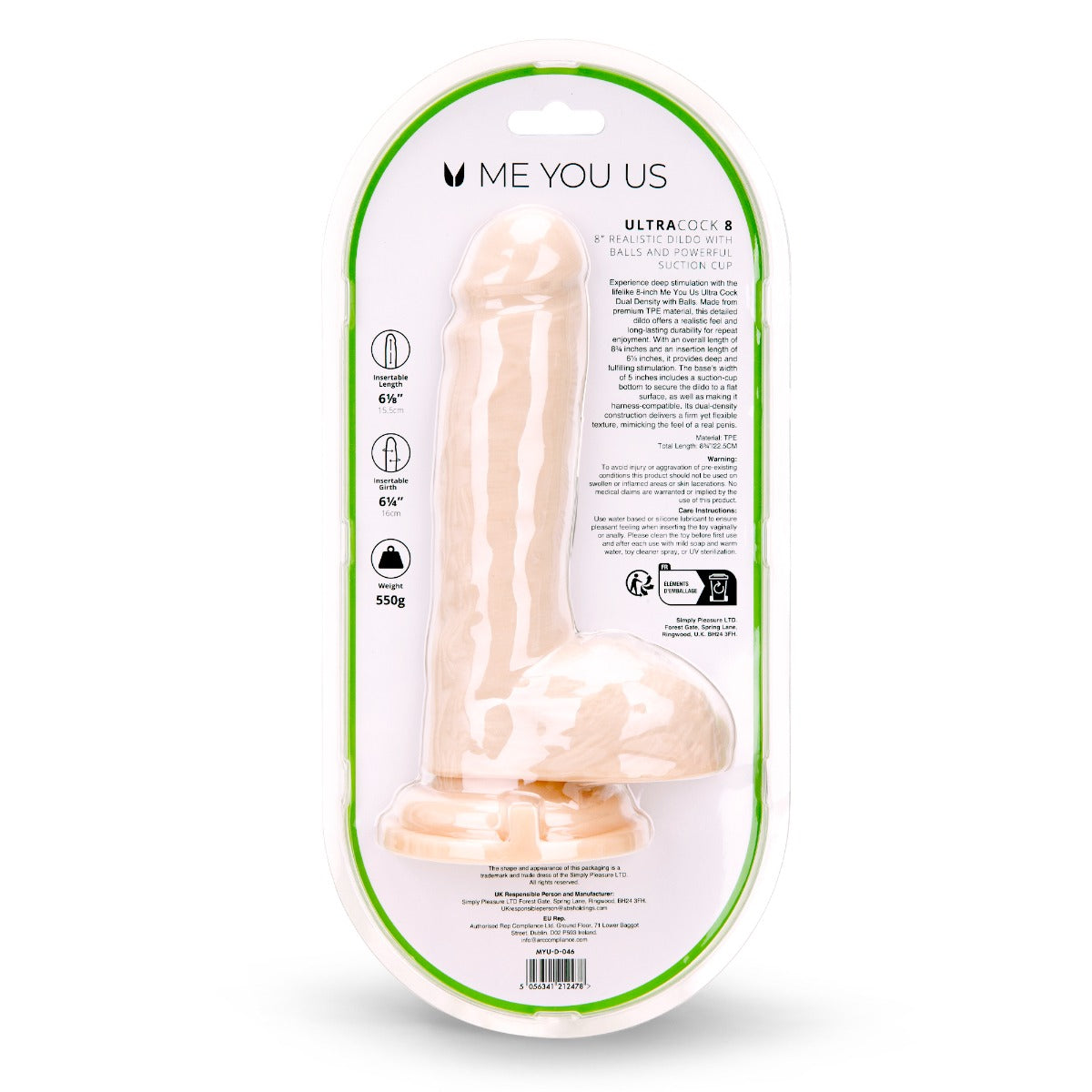 Me You Us Ultra Cock Dual Density Dildo With Balls 8 Inch