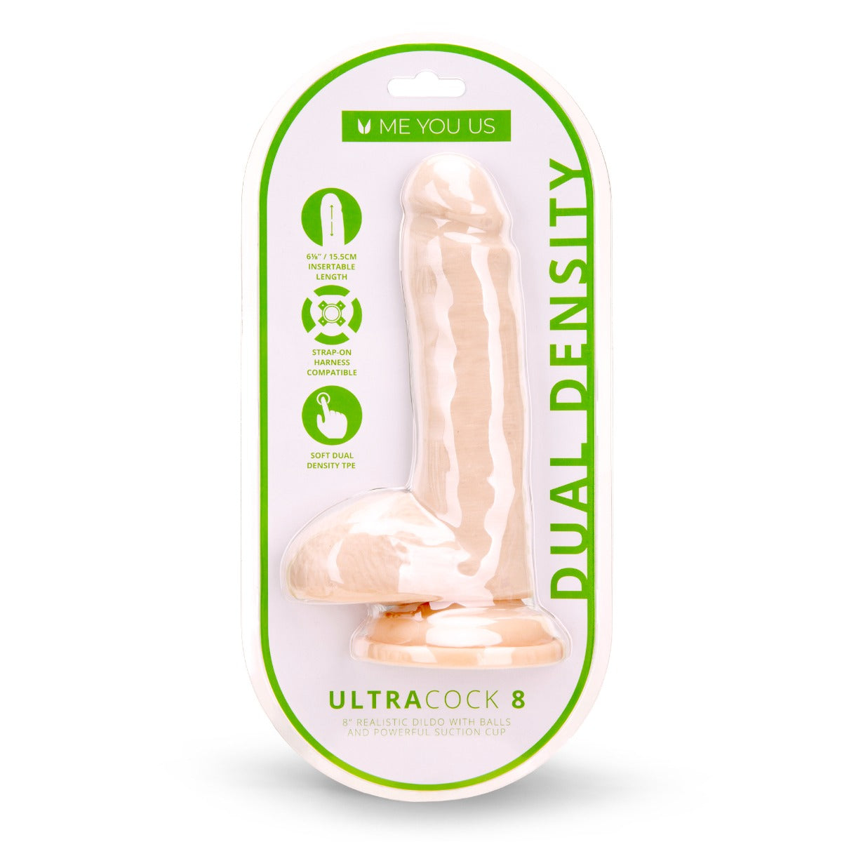Me You Us Ultra Cock Dual Density Dildo With Balls 8 Inch