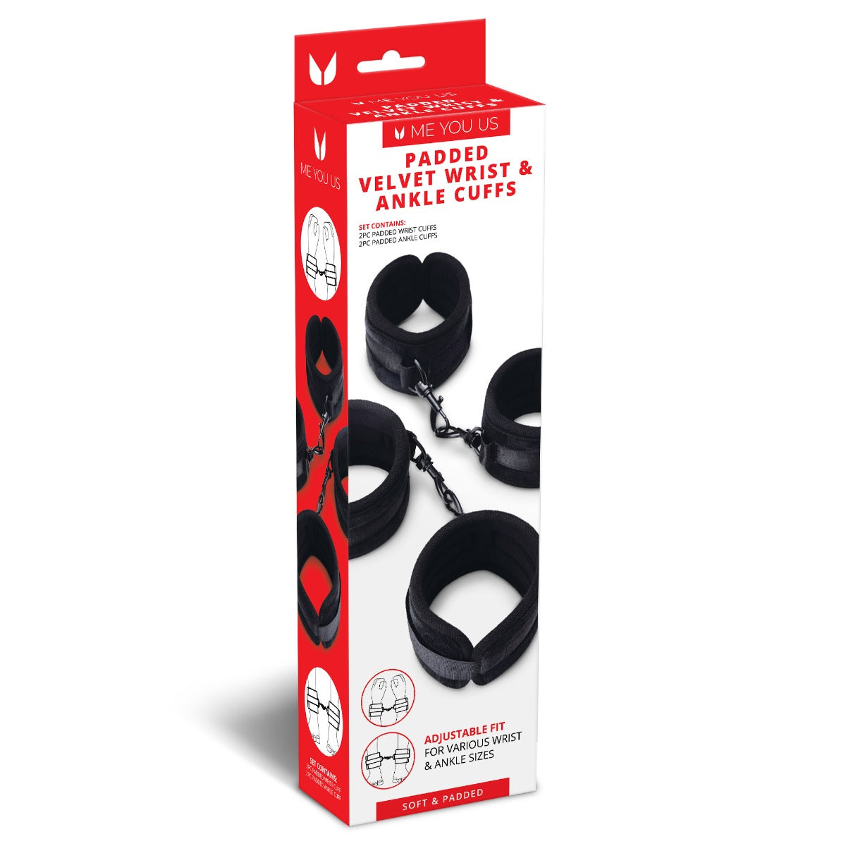 Me You Us Padded Velvet Wrist and Ankle Cuff Set