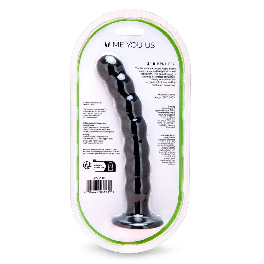 Me You Us Ripple G-Spot Pegging Dildo Black 8 Inch