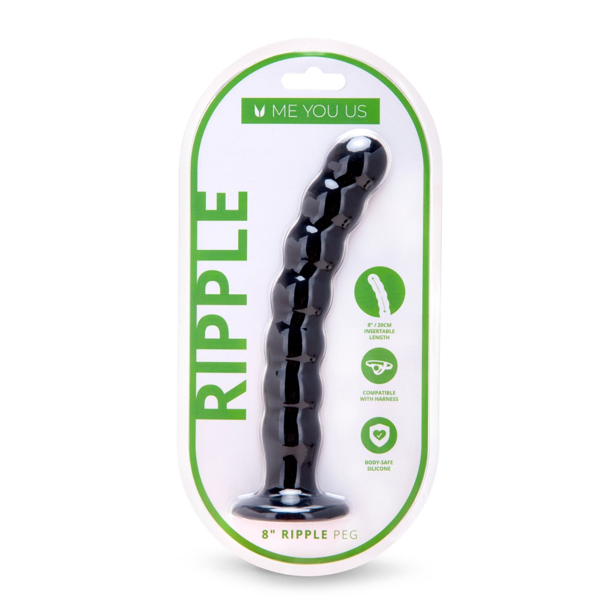 Me You Us Ripple G-Spot Pegging Dildo Black 8 Inch