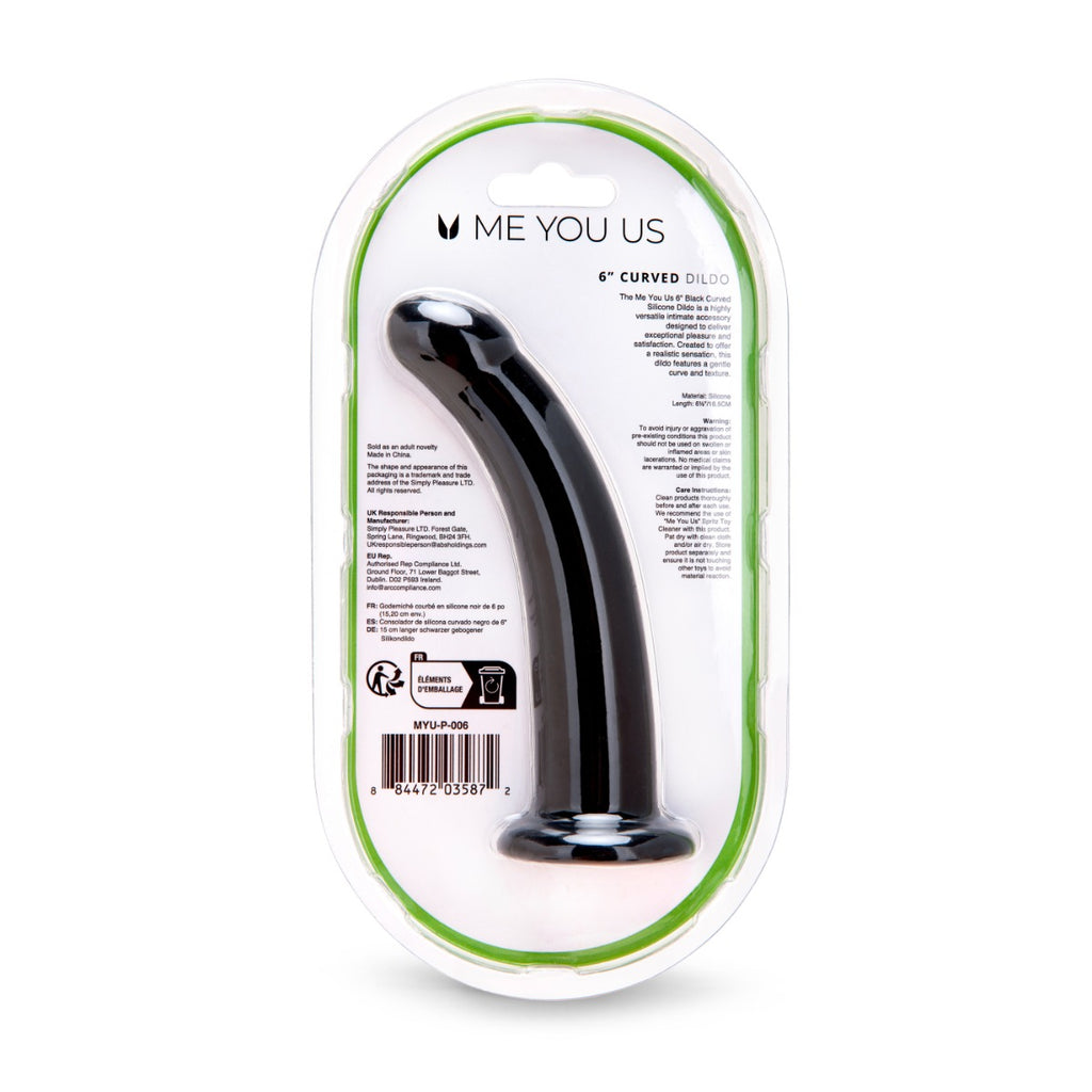 Me You Us 6" Black Curved Silicone Dildo