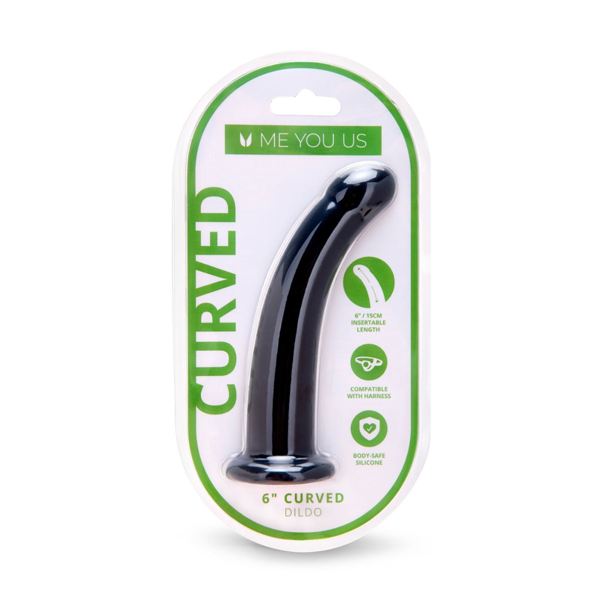 Me You Us 6" Black Curved Silicone Dildo