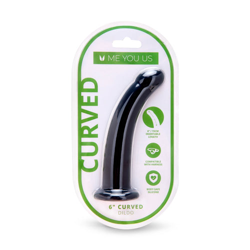 Me You Us 6" Black Curved Silicone Dildo