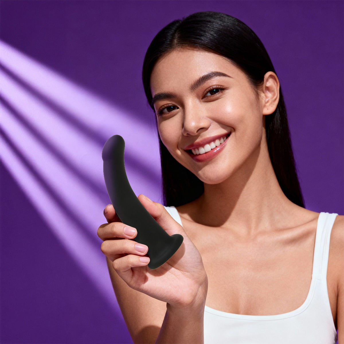 Me You Us 6" Black Curved Silicone Dildo