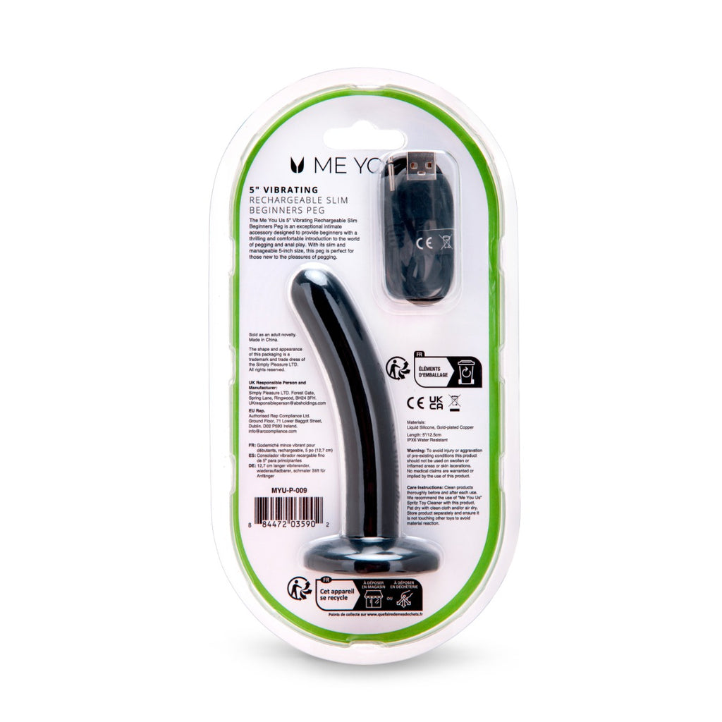 Me You Us 5ich Vibrating Rechargeable Slim Beginners Peg