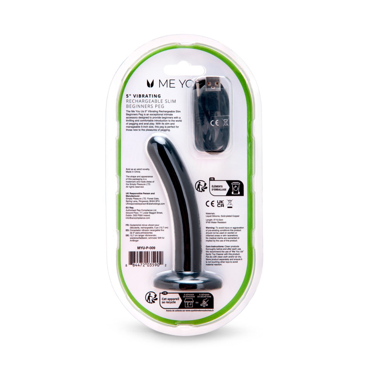 Me You Us 5ich Vibrating Rechargeable Slim Beginners Peg