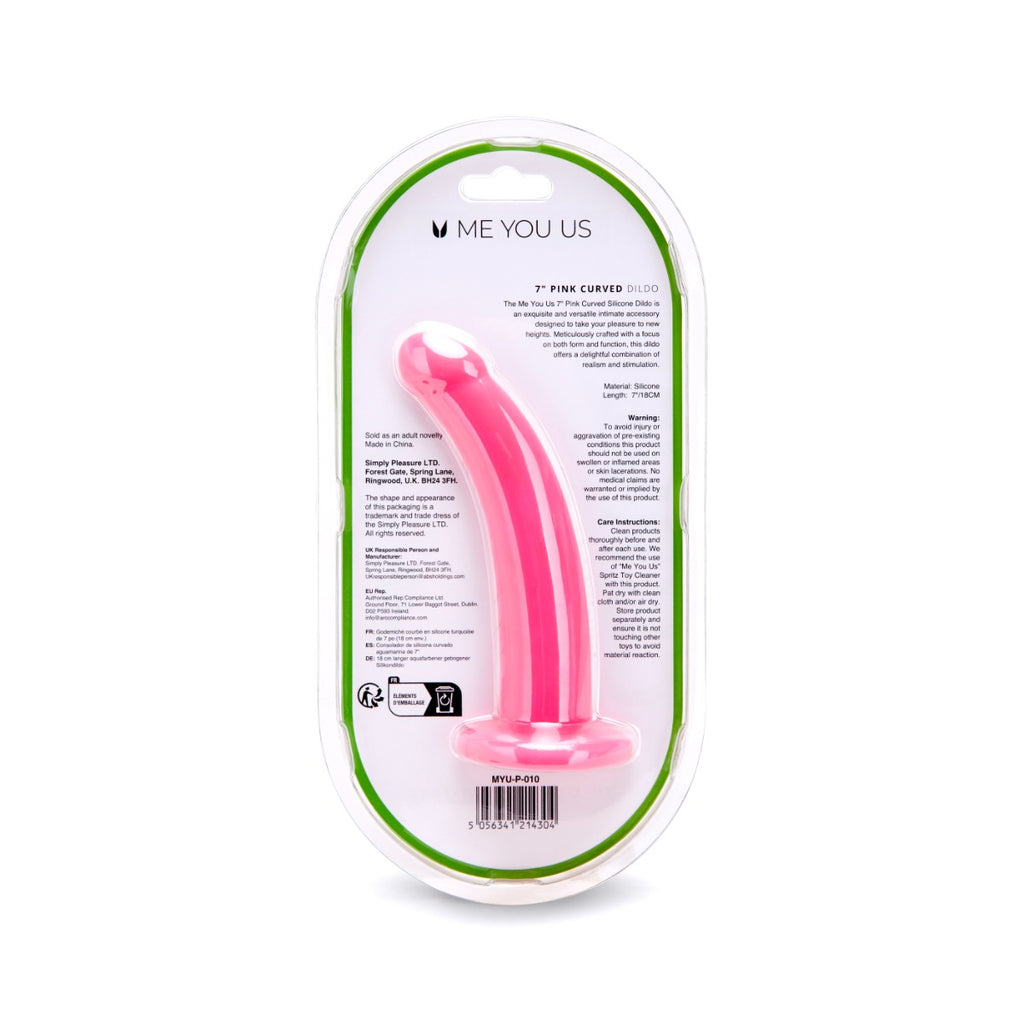 Me You Us 7" Pink Curved Silicone Dildo
